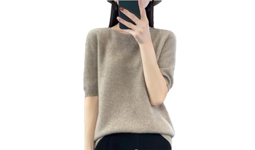Women's Short Sleeve Pullover Sweaters Women's Crew Neck Soft Lightweight Knit Pullover Tops