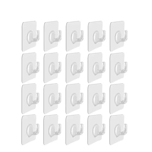 Lkq-�V�����[�t�b�N Transparent Self Adhesive Hooks Heavy Duty Rack Wall-mounted Hooks Key Storage Hanger Kitchen Bathroom, �ݒu���ȒP(20PCS)