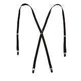 CTM® Womens Elastic Clip-End 1/2 Inch Skinny Urban Suspenders, Dark Brown