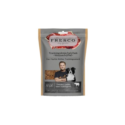 Fresco Trainingsknöchelchen Wasserbüffel | 4er Pack | 4 x 150 g | Ergänzungsfuttermittel für Hunde | Zum Training oder als Belohnung zwischen den Mahlzeiten | Ohne künstliche Zusätze