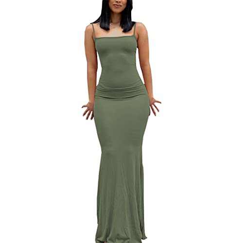 Image of Womens Spaghetti Strap Bodycon Backless Maxi Dress