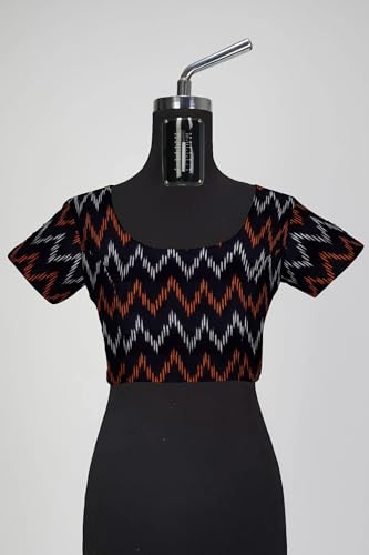 Image of Cotton Pochampally ikat unstitched blouse, Kurthi, long frock fabric material for women (1 meter, 2 meters & 3 meters)