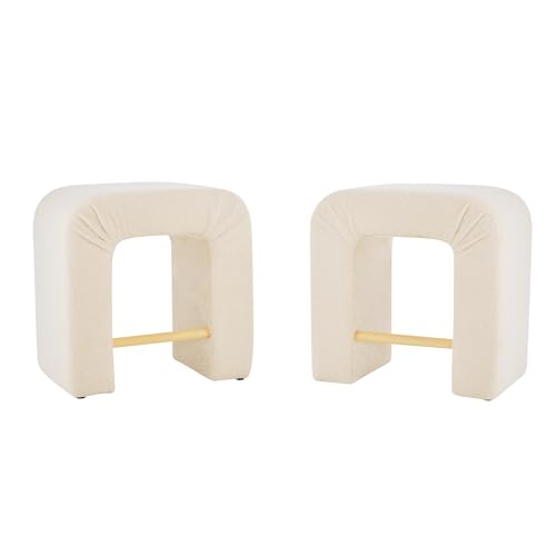 Christopher Knight Home 24" Boucle Counter Height Bar Stools Set of 2, Upholstered Armless Chairs, Backless Dining Stools, U-Shape Stool Dining Chairs for Kitchen Island, Small Dining Areas, Beige - Image 5