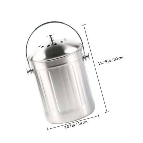 Cubo de compostaje de cocina Operitacx de acero inoxidable pequeño 3