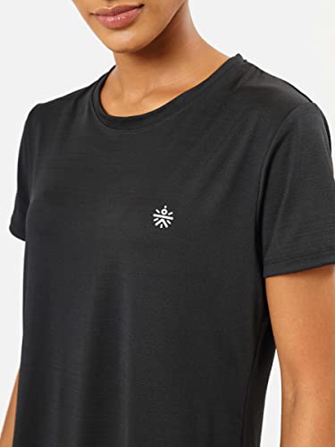Image of Solid Active T-Shirt with Logo | Women's Gym T-Shirts | Lightweight | High-Performance Workout Wear (CS700439XXL Black)