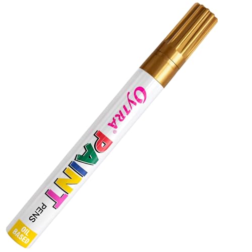 Image of Oytra Paint Permanent Marker Pen Waterproof Oil Based for Wood Ceramic Glass Steel Stone Canvas Fabric Metal Waterproof Markers Pens for Art Craft DIY Projects (Gold)