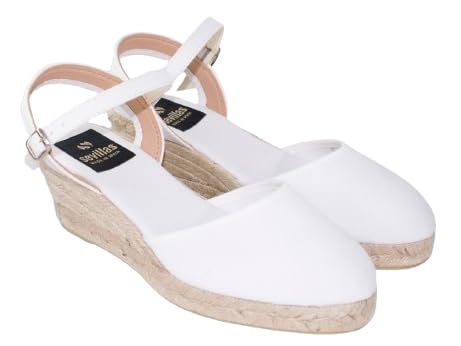 Alpargata Cuña de Esparto para Mujer,Altura 4 Cuerdas, Disponible en Marino, Negro, Crudo, Blanco y Rojo