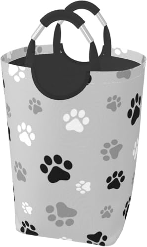ランドリーバスケット大容量 洗濯かご 防水 動物の足跡プリント 収納かご 洗濯物入れ 収納ボックス 折り畳み 大容量 雑貨 おもちゃ収納バッグ 寝室、洗濯室、 シンプルでおしゃれ収納袋