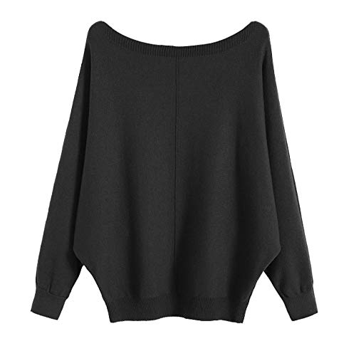 GABERLY Boat Neck Batwing Sleeves Dolman Knitted...