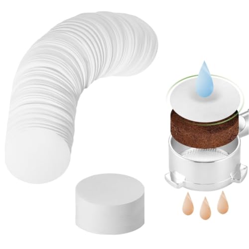 Image of 100pcs 58mm Round White Espresso Paper Filters for Portafilter & Moka Pot | Traps fine powder for richer crema, prevents splashing, ensures even extraction, protects filter screen, disposable.