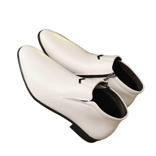 Men's Chelsea Boots PU Leather Casual Chukka Ankle Boots Side Zipper Pull on Dress Booties for Men