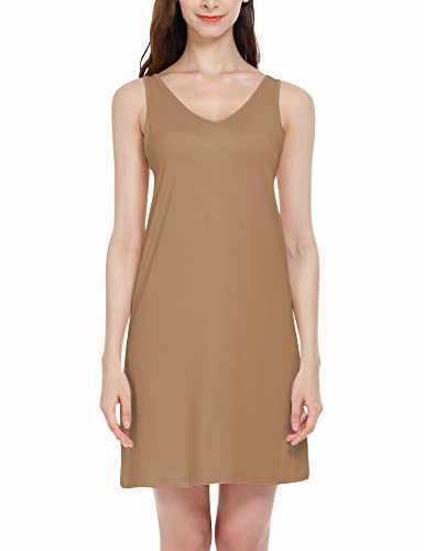 Image of MANCYFIT Womens Full Slip Tank Top Dress Slip Sleeveless Under Dress Wide Straps