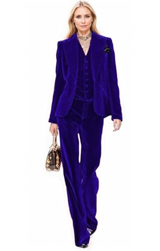 Velvet Suit Women Pant Suits for Women Dressy Womens Suits 3 Piece Set Business Blazers for Work Professional