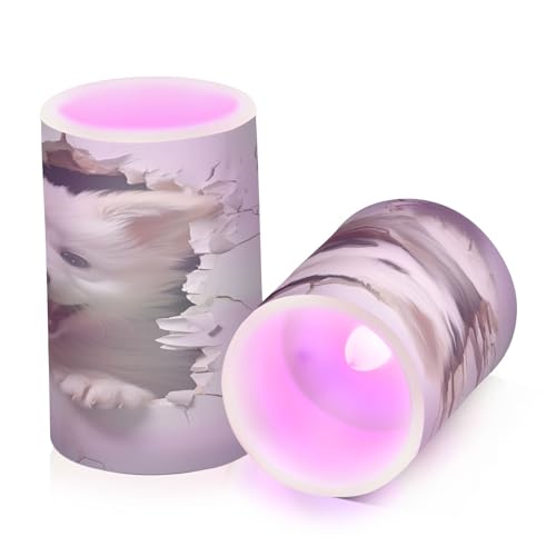 ALAZA Dog (57) Flickering Flameless Candles Battery Operated with Remote Timer,Tea Light Candles LED Pillar Votive Candles Set of 2 for Outdoor Indoor Decorations