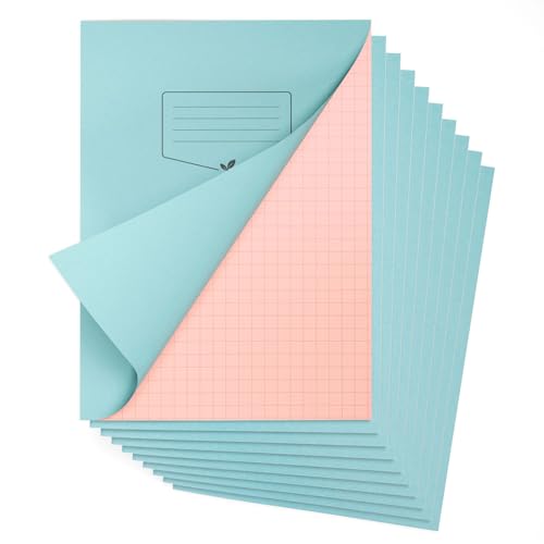 Silvine A4 Pink Paper Dyslexia Exercise Book Pack of 10 | 48 10mm Square Pages, 80gsm Tinted Paper for SEN Supportive Learning & Memory Aid
