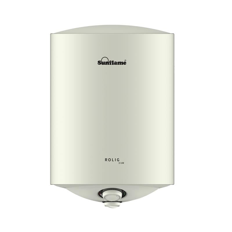 Image of Sunflame Rolig 3kW Geyser 10 Litre Water Heater for Home | 33% Faster Heating | BEE 5 Star Rating | Vitreous Enamel Tank Coating | Free PAN India Installation & Flexi Pipes | White