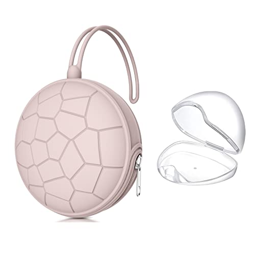Image of Smlpuame Pacifier Holder Case,BPA Free Portable Pacifier Storage Container,Silicone Baby Pacifier Cover Pouch for Diaper Bag Stroller,Travel Outdoor Activities,Easy to Clean(Pink)