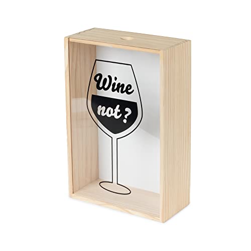 Compactor Caja decorativa de almacenamiento de corchos para vino, fabricado en madera de pino FSC y vidrio, 20 x 10 x 30 cm, marrón/transparente, RAN10754 Cover