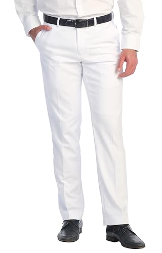 Gioberti Men's Hidden Expandable Waist Dress Pants, White, Size 44-30