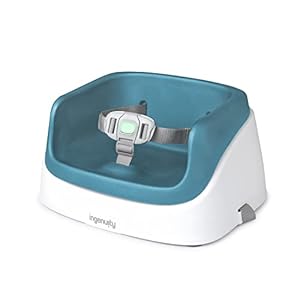 Ingenuity SmartClean Toddler Booster Seat for Dining Table with 3-Point Harness Straps, Peacock Blue
