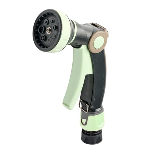 Image of Garden Hose Nozzle Sprayer - Italian Made Heavy Duty Water Hose Nozzle with 8 Adjustable Spray Patterns and Quick Connector - Recycled Plastic Garden Sprayer by Kings County Tools (Mint /Black)