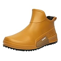 Ankle Rubber Rainboots Wellington Boots Women Wide Calf Waterproof Ankle Wellies Non Slip Chelsea Booties Short Slip On Wellies Dog Walking Hiking Trekking Fishing Riding Mucker Yard Booties Brown