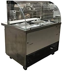 cooler depot Commercial Refrigerated Cold Table Merchandise Display 2-door 48“ 12 Station Buffet Salads Counter Stainless Steel NSF Counter -SCL48