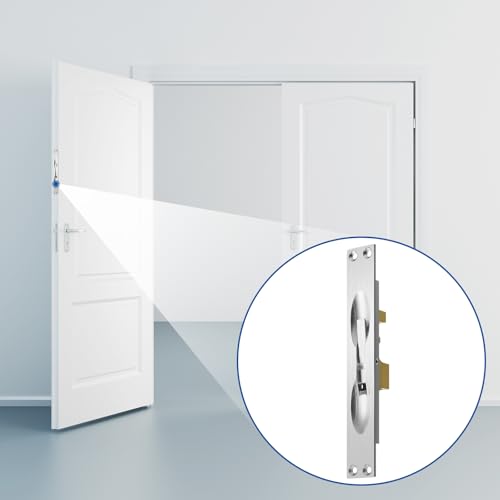 Image of Blulu 2 Pcs Solid Brass Extension Flush Bolt with Rod 12 Inch, 1 inch W x 6-3 /4 inch H Flush Bolt for Fire Swinging Hollow Metal Doors & Double Doors, Sliver