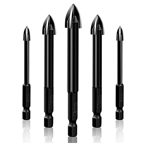 7PCS Efficient Universal Drilling Tool Drill Bit Set,Multifunctional Cross Alloy Drill Bit Tip Tool for Glass,Ceramic Tile,Plastic and Wood,Concrete (7Pcs) Cover