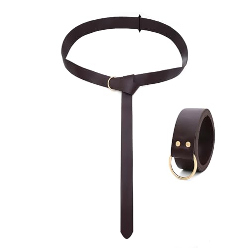 Medieval Knight Western Viking Cosplay Brown Leather Belt Set with Sword Bag Coin Bag Arm Bands Accessories for Mens