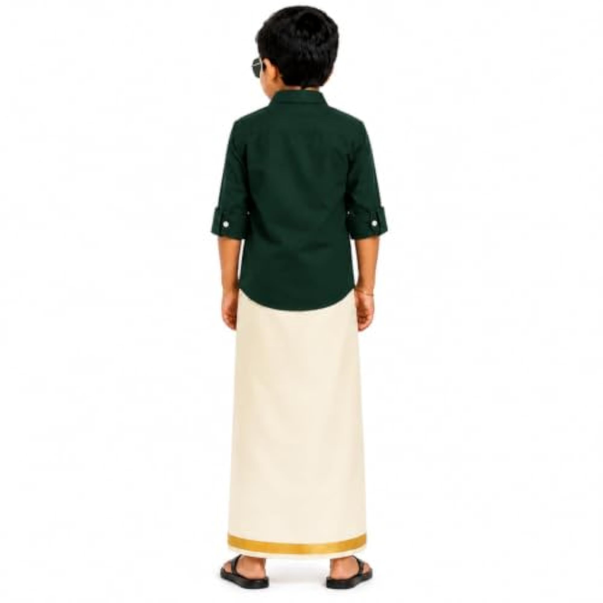 Readymade Elastic Cotton Dhoti for Kids with Side Pocket
