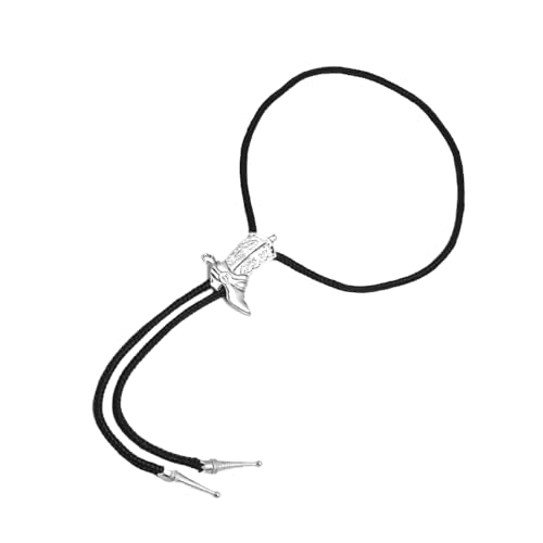 Cowboy Booth Bootlace Tie - 1 Pc, Black & Silver Combination Accessory, Perfect for Western Themed Party, Gift Idea & More Halloween, World Book Day