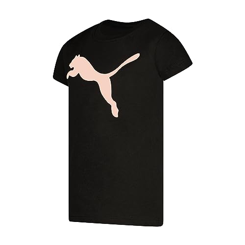 Image of Puma Girls Core Logo Short Sleeve T-Shirt, Crewneck, Soft and Lightweight