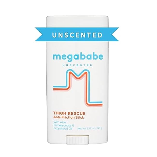 Megababe Thigh Rescue Anti-Chafe Stick | Prevents Skin Chafe & Irritation | Thighs, arms, bra-lines & more | 2.12oz - Unscented Summer Vacation Essentials