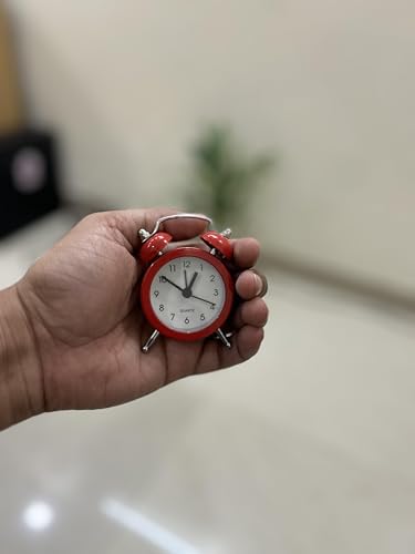 Image of Vintage Inspired Mini Table Alarm Clock, Old Retro Style Digital Alarm Clock, Small Table Clock for Home, Kitchen, Office and Decor (Red)