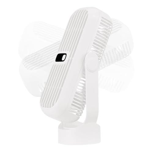 Jubilofex Ventilador de mesa Ventilador pequeño y recargable para mesa: accesorios para el clima caliente, dispositivo de enfriamiento giratorio recargable para trabajo de viaje