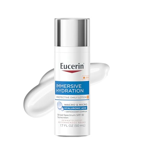 Eucerin Immersive Hydration Daily Face Lotion Broad Spectrum SPF 30 Sunscreen with Hyaluronic Acid Lightweight Face Moisturizer Reduces Look of Wrinkles 1.7 Fl Oz Bottle