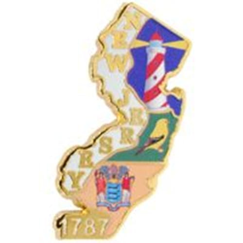 New Jersey State Shaped Map Lapel Metal Pin