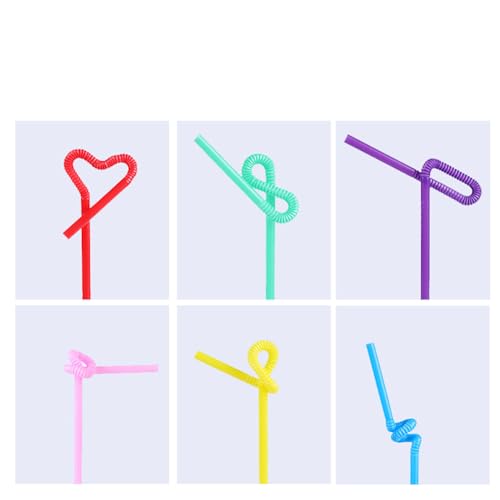 100 pitillos flexibles de plástico para fiesta miniatura 4
