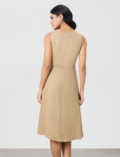 Image of Symbol Premium Women's Cowl Neck Sleeveless Dress | Knee-Length | A-Line | Concealed Side Zipper (Available in Plus Sizes)