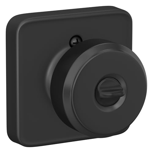 Image of Schlage F51A BWE 622 LFL Bowery Door Knob with Laflin Trim, Keyed Entry Lock, Matte Black