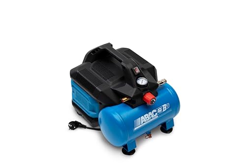 ABAC Ease-AIR 6 Silent Portable Air Compressor Oil-Free Air Compressor Maximum Pressure 8 Bar Power 0.75 Hp 6 Litre Tank Noise 49 dB - UK