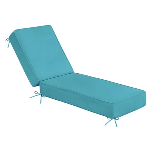 Sundale Outdoor Olefin Chaise Lounge Cushion, Water-Resistant Patio Lounge Chair Cushion, Thick Lounger Pad with 4 Straps Teal, 72 x 21 x 6 Inches by Sundale Outdoor - Used condition - US$75.92