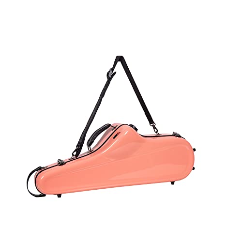 Crossrock Pro-Grade Tenor Saxophone Case | Spanish Pink Finish, TSA Lock, Elite Protection, Detachable Straps, Accessory Pocket for Professional Musicians