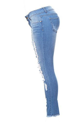 V.I.P. JEANS Women's Fray Hem Skinny Distressed Ripped Juniors Plus3