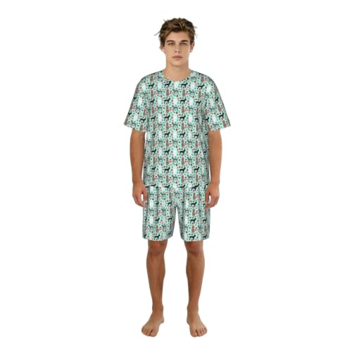 Pyjama court homme imprimé caniches en tissu doux extensible