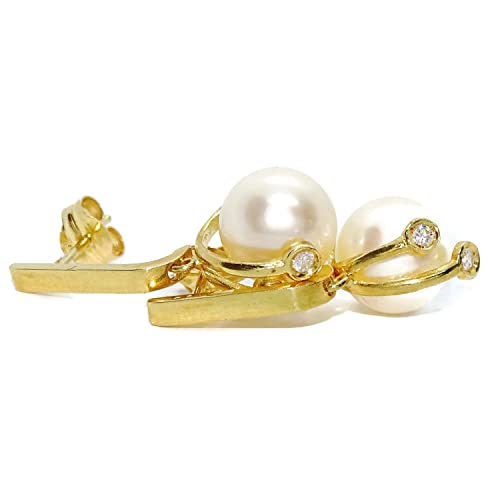 Boucles d'oreilles or jaune perles de culture 9mm pour sublimer vos tenues de soirée