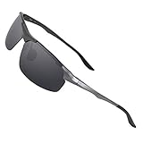 Ronsou Men Sport Al-Mg Polarized Sunglasses Unbreakable for Driving Cycling Fishing Golf grey frame/grey lens