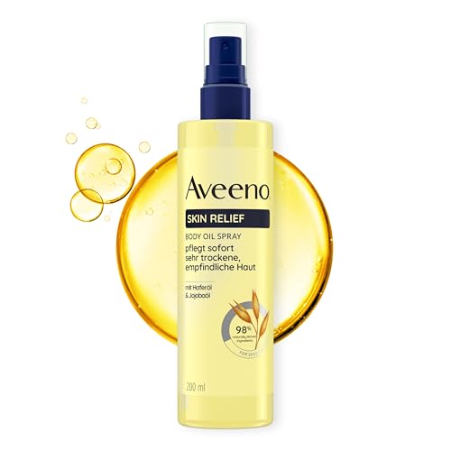 Aveeno Skin Relief Körperöl-Spray – mit Haferöl und Jojobaöl, spendet langanhaltende Feuchtigkeit, stärkt die Hautschutzbarriere und verbessert die Elastizität bei sehr trockener, empfindlicher Haut