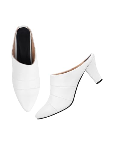 Image of TRYME Fashion Pointed for Party and Formal Occasions Mules Cone Block Heel Sandals for Girls & Women